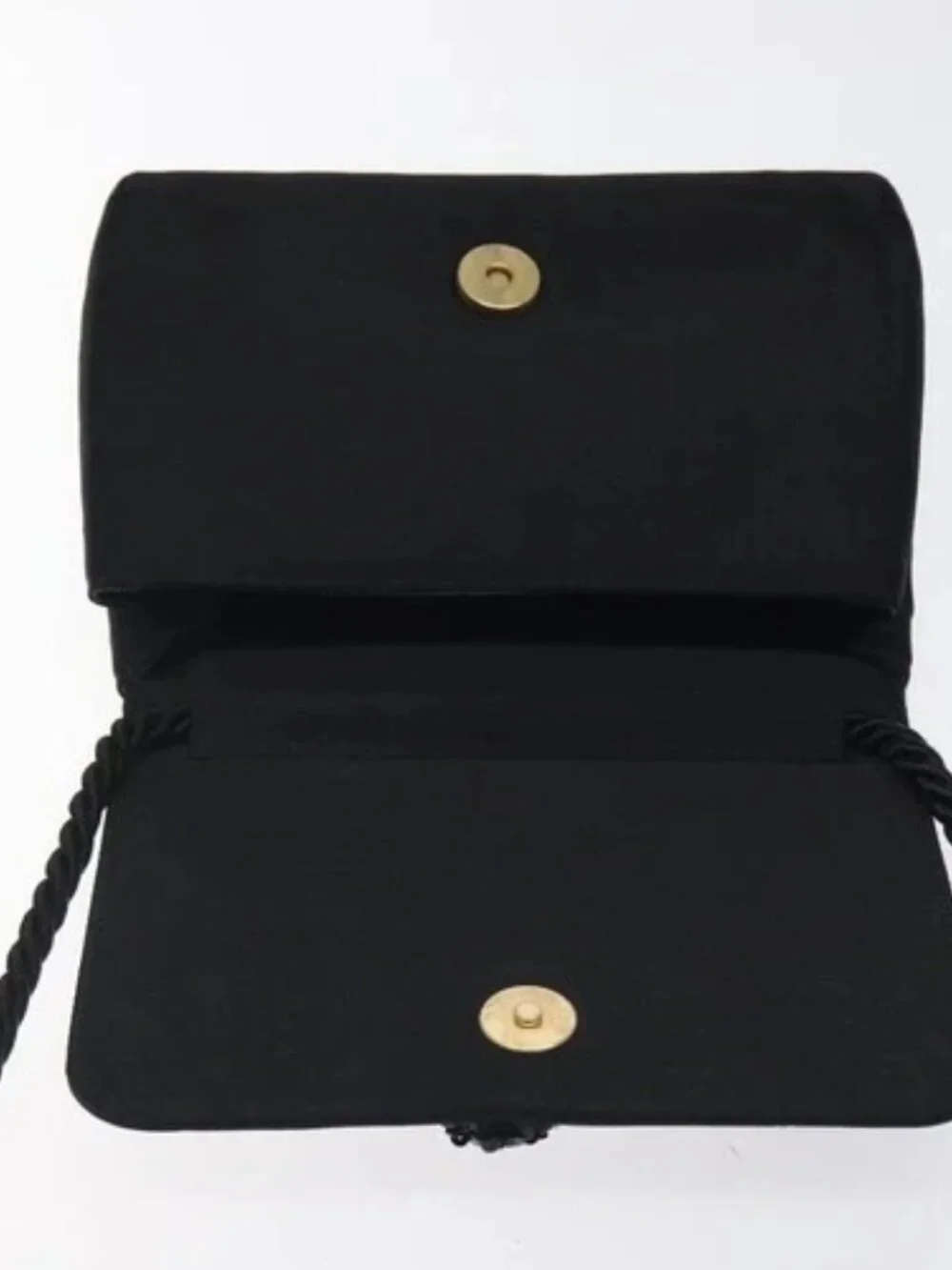 CHANEL Shoulder Bag Silk Black Gold CC Auth 123511